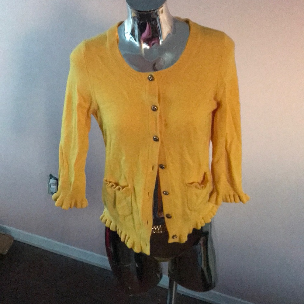 3/4 sleeve cardigan with gold buttons detail